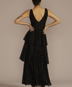 V-Neck Tiered Lace Tank Dress