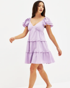 Flutter Sleeve Tiered Dress