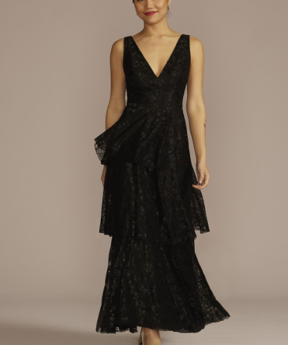 V-Neck Tiered Lace Tank Dress