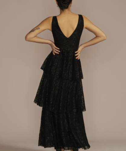V-Neck Tiered Lace Tank Dress