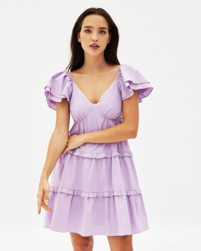 Flutter Sleeve Tiered Dress
