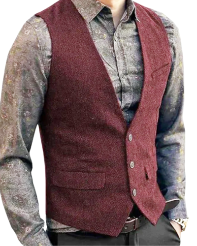Gilet Single Breasted One-button V Neck Vest