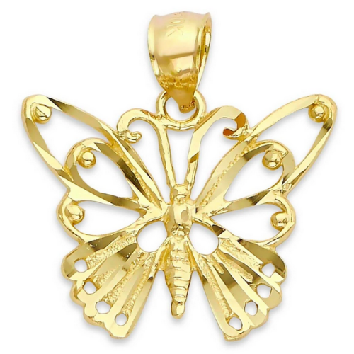 Opens in a new window Solid Gold Butterfly Pendant In 14k