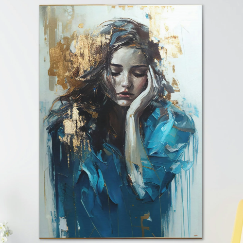 Abstract Oil Painting Woman Canvas Art, Wall Decor, Canvas Paint, Wall Art